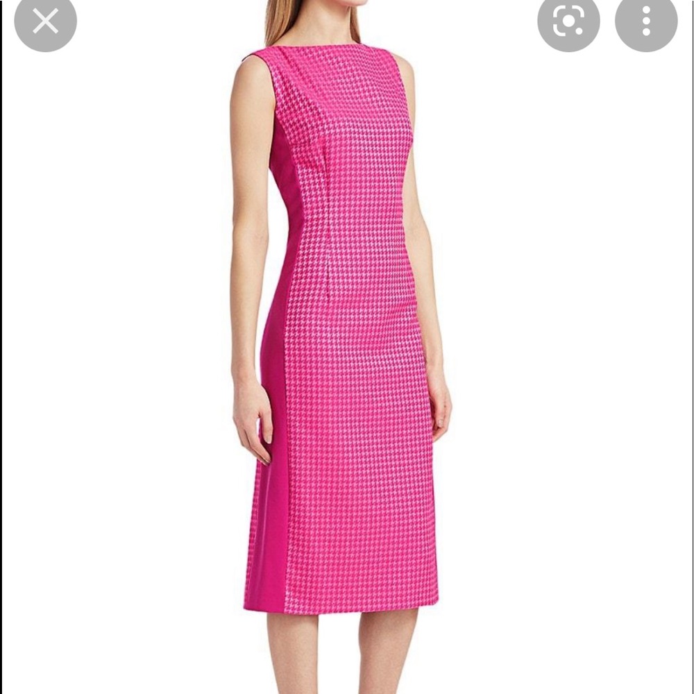 ESCADA 2021 Sheath Dress, Pink Houndstooth - Picture 3 of 10
